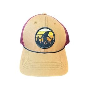 George Mens Trucker Hat Bigfoot Sasquatch Patch Snapback Tan Mesh Adult One Size